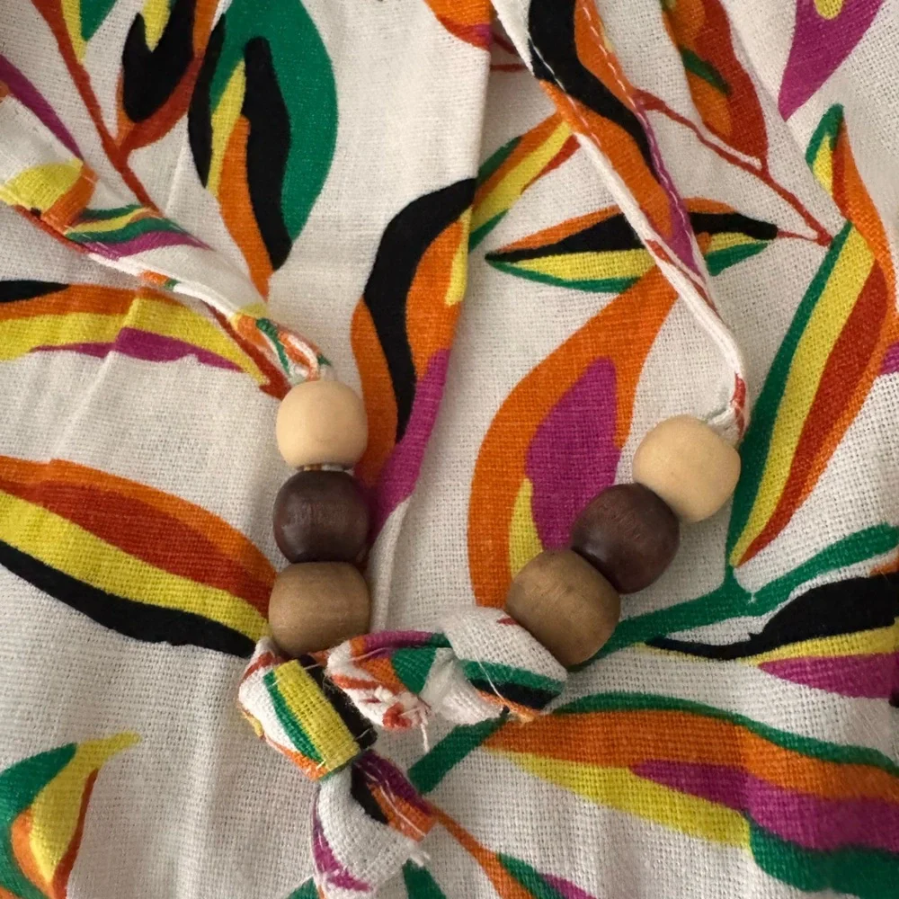 Calligraphie Leaf Print wiWooden Beads Pants - Picture 6 of 12